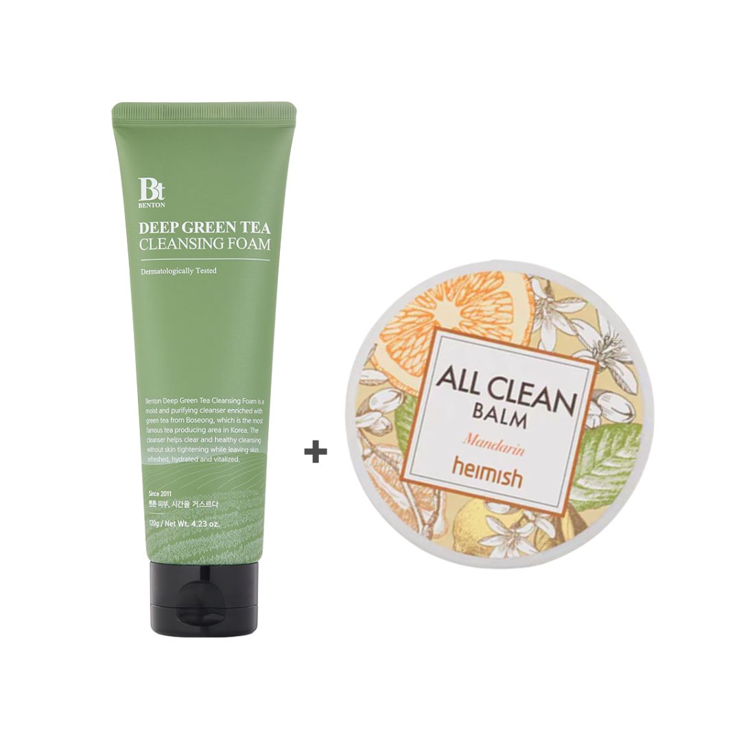 Heimish All Clean Balm Mandarin 50ml + Benton Deep Green Tea Cleansing Foam 120g