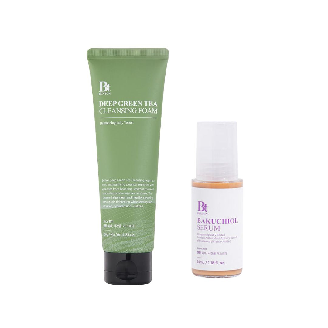 Benton Deep Green Tea Cleansing Foam 120g + Benton Bakuchiol Serum 35ml