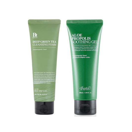 Benton Aloe Propolis Soothing Gel 100ml + Benton Deep Green Tea Cleansing Foam 120g