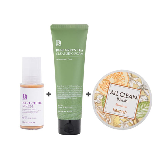 Heimish All Clean Balm Mandarin 50ml + Benton Deep Green Tea Cleansing Foam 120g + Benton Bakuchiol Serum 35ml