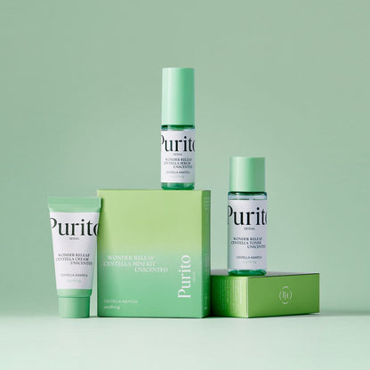 PuritoSeoul Wonder Releaf Centella Mini Kit Unscented 30ml/15ml/15ml